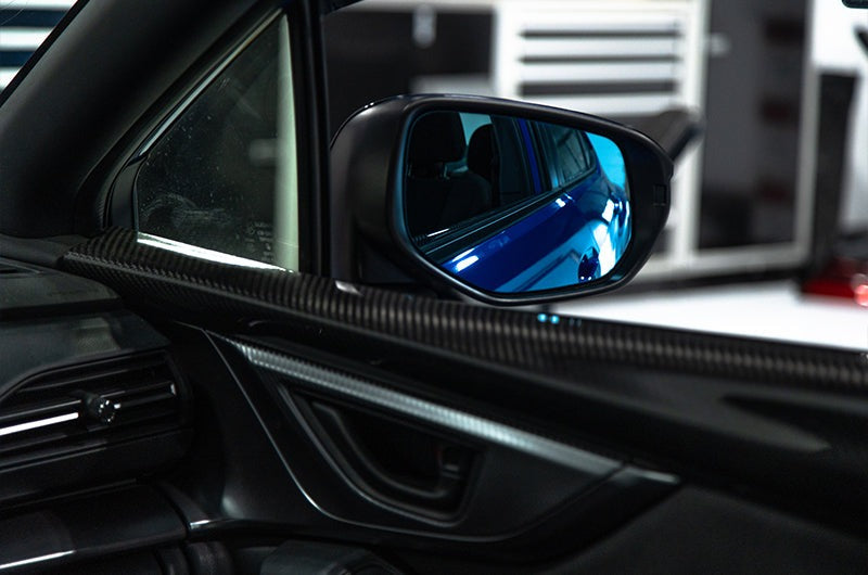 OLM Wide Angle Convex Mirrors w/ Turn Signals / Defrosters - Blue - 2022-2024 Subaru WRX