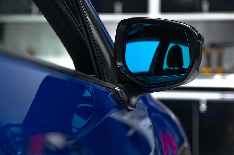 OLM Wide Angle Convex Mirrors w/ Turn Signals / Defrosters - Blue - 2022-2024 Subaru WRX