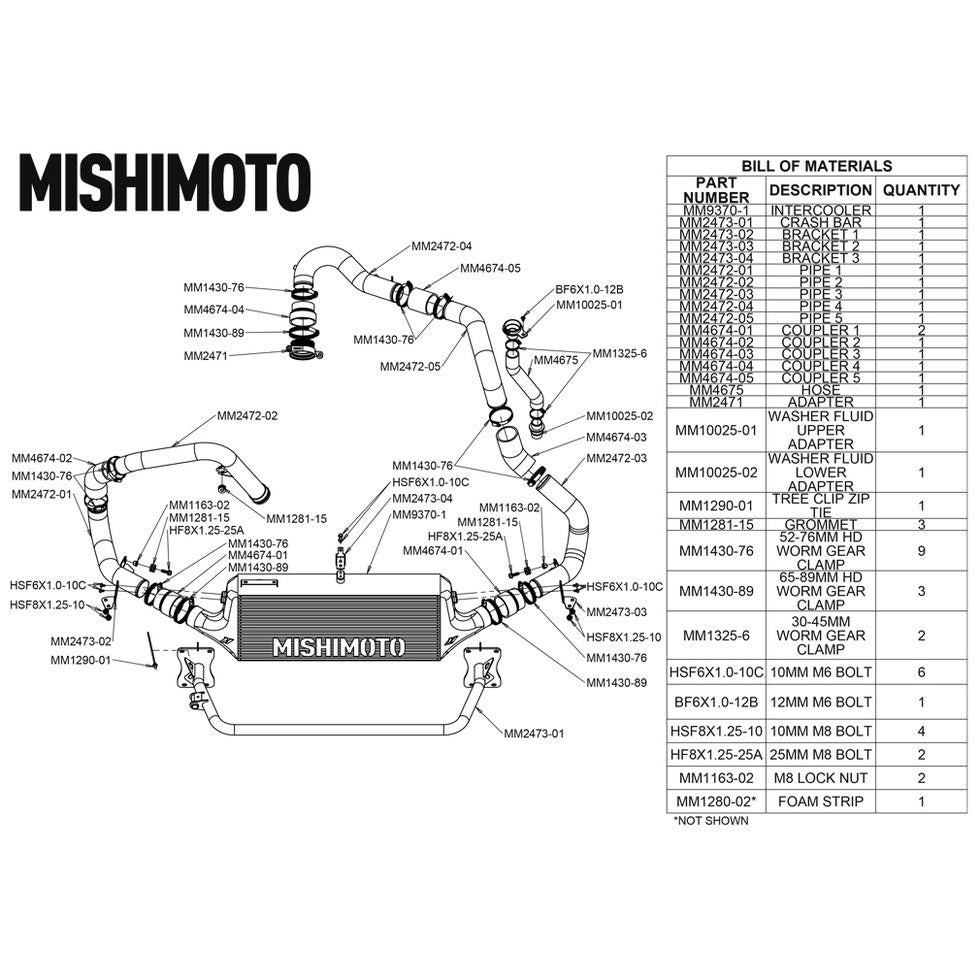 Mishimoto Performance Front-Mount Intercooler Kit (Black/Black Pipes) - 2022-2024 Subaru WRX