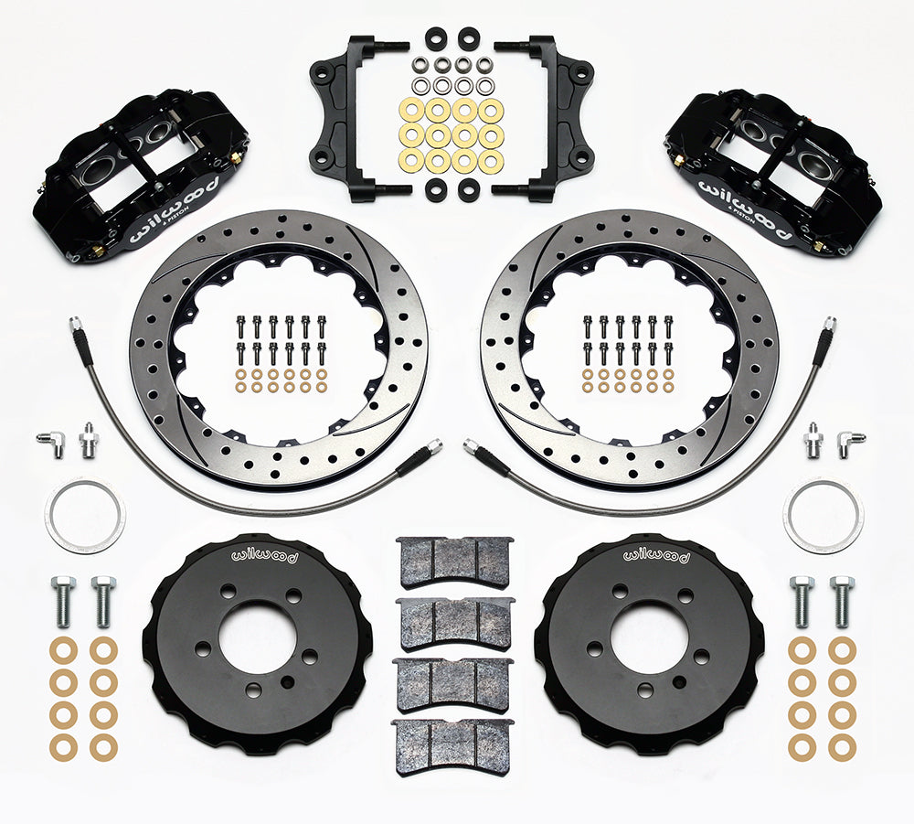 Wilwood FNSL6R 12.88in Front Kit Drilled / Slotted Black - 2006-2012 Volkswagen GTI / 2006-2012 Audi A3