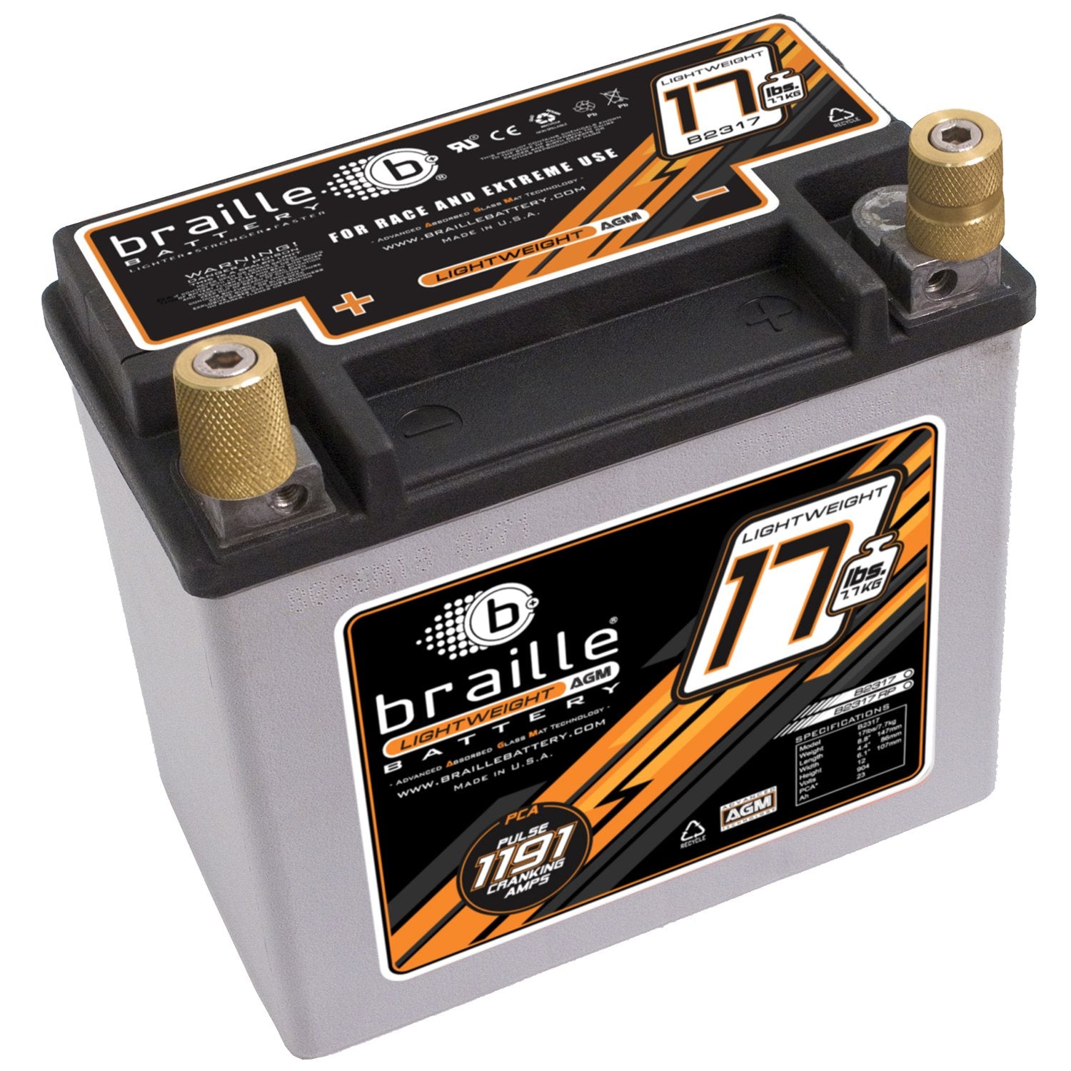 BRBB2317 Braille Lightweight Advanced AGM Racing Battery,