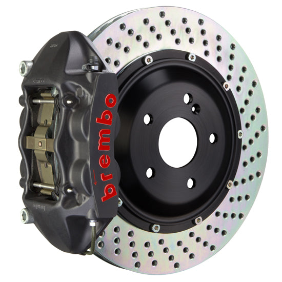 Brembo GT-S System 4 Piston Front Brake Kit Hard Anodized Drilled Rotors - Volkswagen Models (inc. 2015+ GTI)