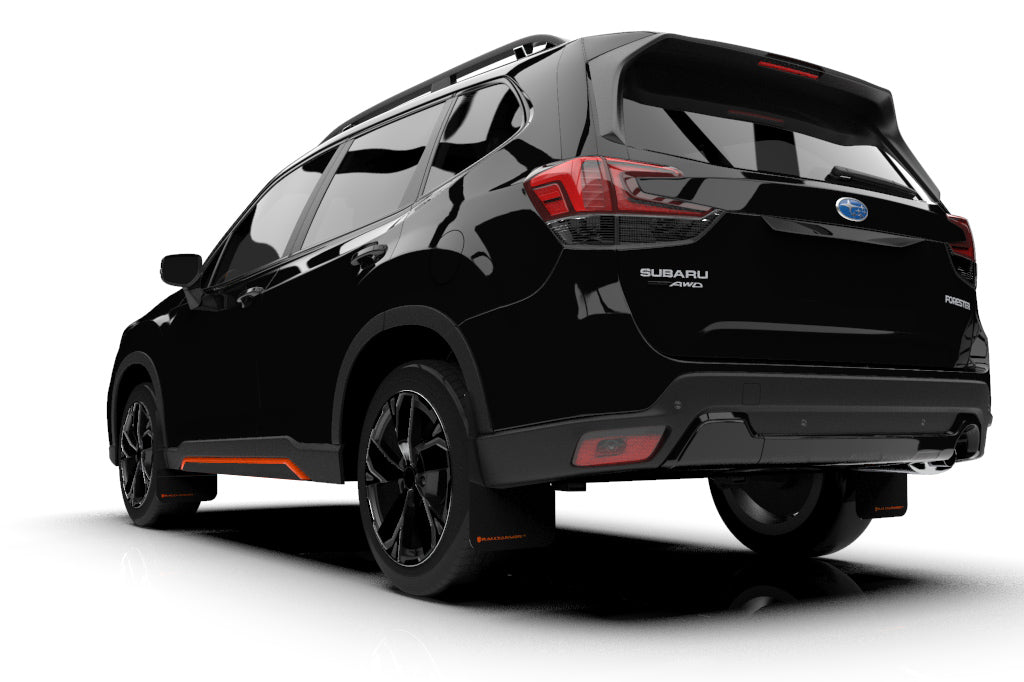 RALMF52-UR-BLK/OR Rally Armor UR Mudflaps - 2019+ Forester-Black Mud Flap with Orange Logo,