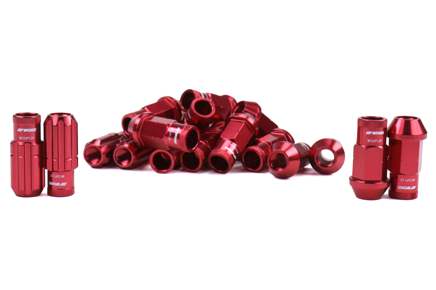 WORWRCM12X1.25RO Work Wheels RS-R Open End Lug Nuts - 2015+ WRX / 2015+ STI / 2013+ FT86 / 2014+ FORESTER-Red,