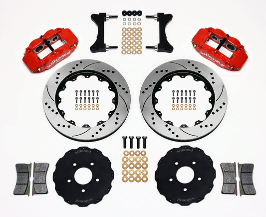 Wilwood FNSL6R 14in Front Kit Drilled / Slotted Red - 2003-2006 Mitsubishi Evo 8/9