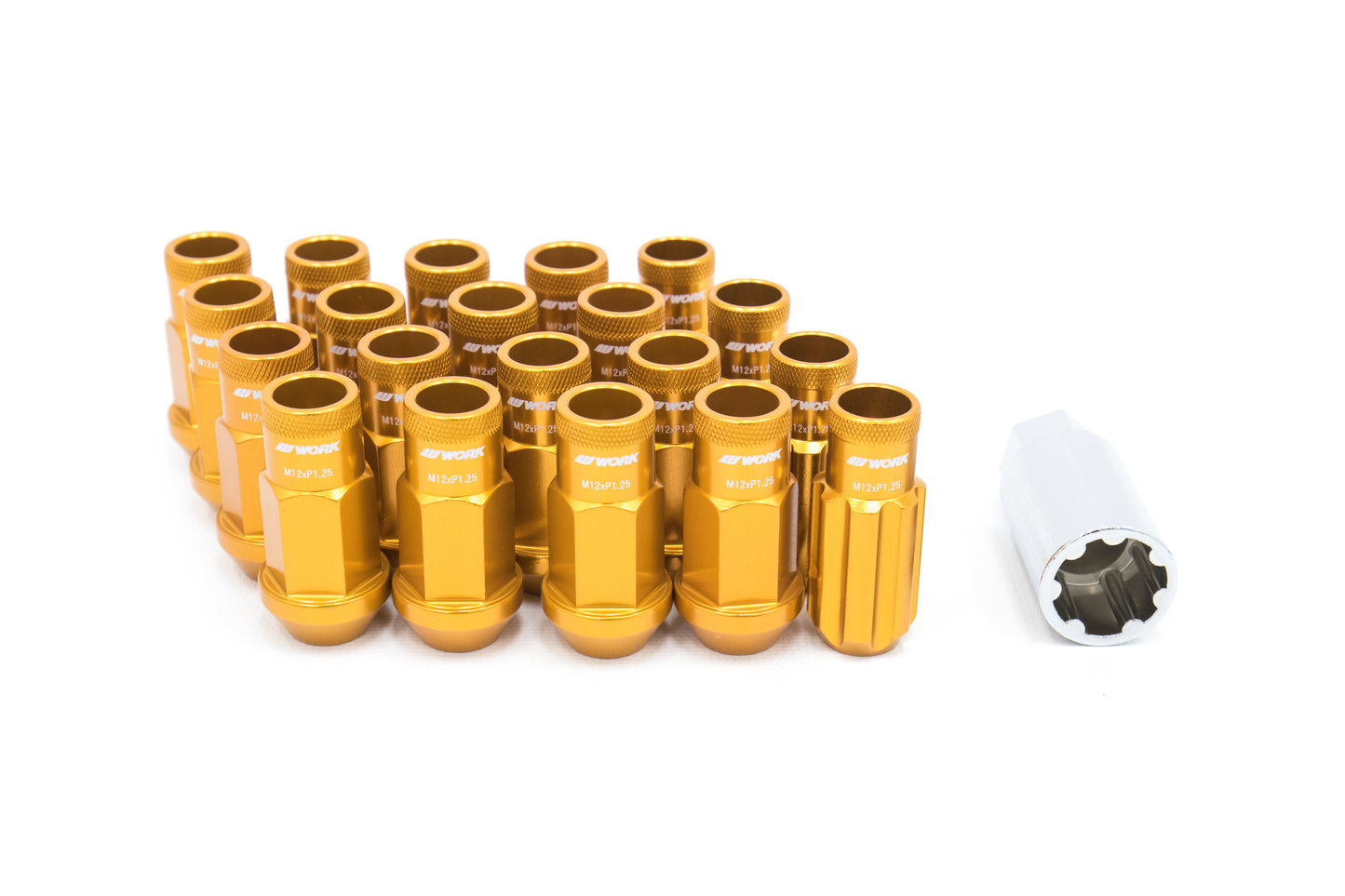 WORWRCM12X1.25OGO Work Wheels RS-R Open End Lug Nuts - 2015+ WRX / 2015+ STI / 2013+ FT86 / 2014+ FORESTER-Orange,