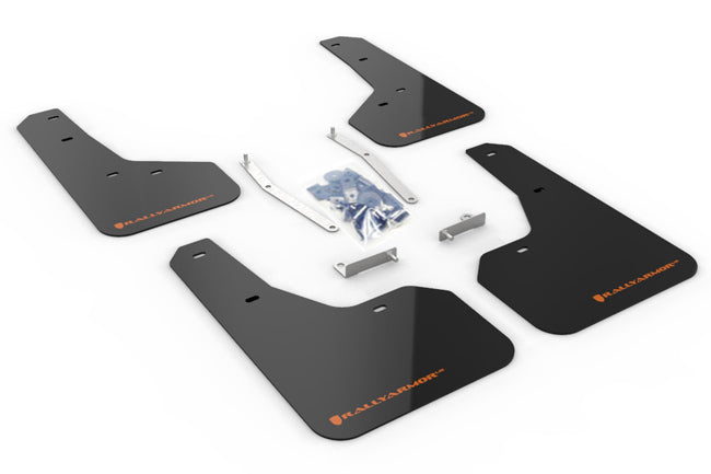 RALMF52-UR-BLK/OR Rally Armor UR Mudflaps - 2019+ Forester-Black Mud Flap with Orange Logo,