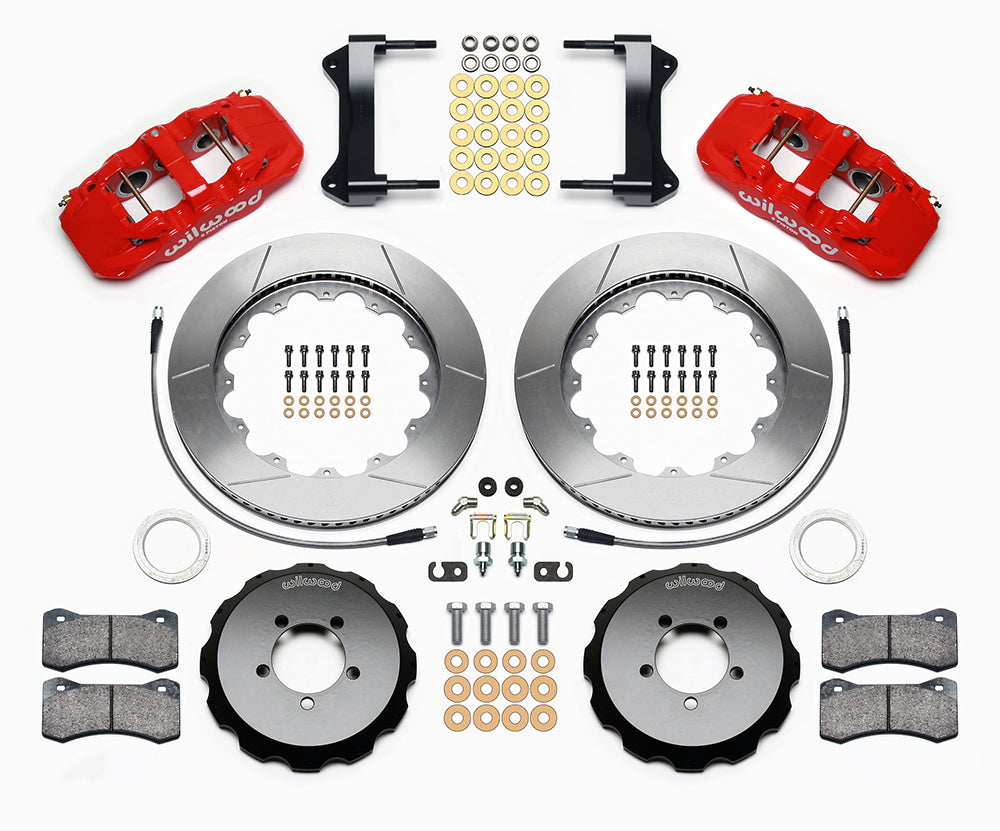 WIL140-12876-R Wilwood AERO6 Front Kit 14in Slotted Red - 2002-2014 Subaru WRX / 2004+ Subaru STI,