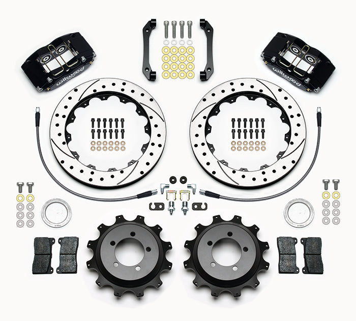 Wilwood DPR 12.88in Rear Kit Drilled / Slotted Black - 2006-2007 Subaru WRX