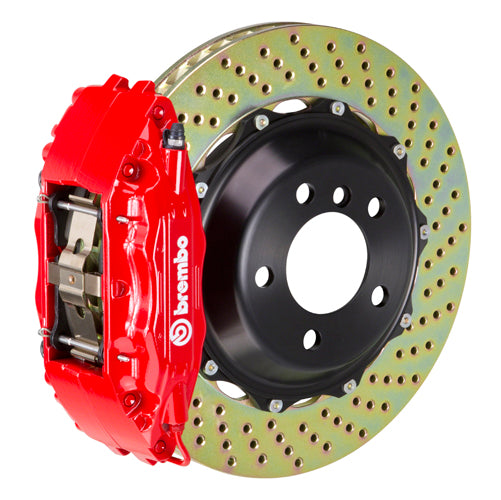 Brembo GT System 4 Piston Front Brake Kit Red Drilled Rotors - Volkswagen Models (inc. 2015+ GTI)