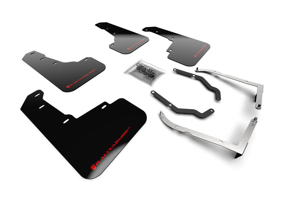 Rally Armor UR Mudflaps Lift / AT Black Urethane Red Logo - 2018-2021 Subaru Crosstrek
