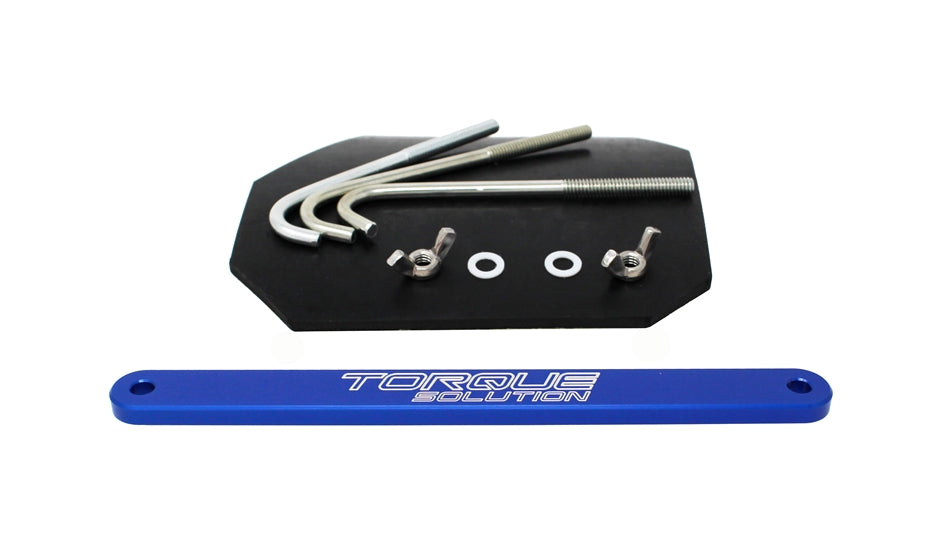 Torque Solution Small Battery Tie Down Blue - 2002-2007 Subaru WRX / STI