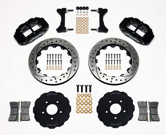 Wilwood FNSL6R 13.06in Front Kit Drilled / Slotted Black - 2003-2006 Mitsubishi Evo 8/9