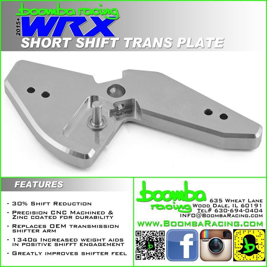 BBA031000050000 Boomba Racing Short Shift Transmission Plate - 2015-2020 Subaru WRX,