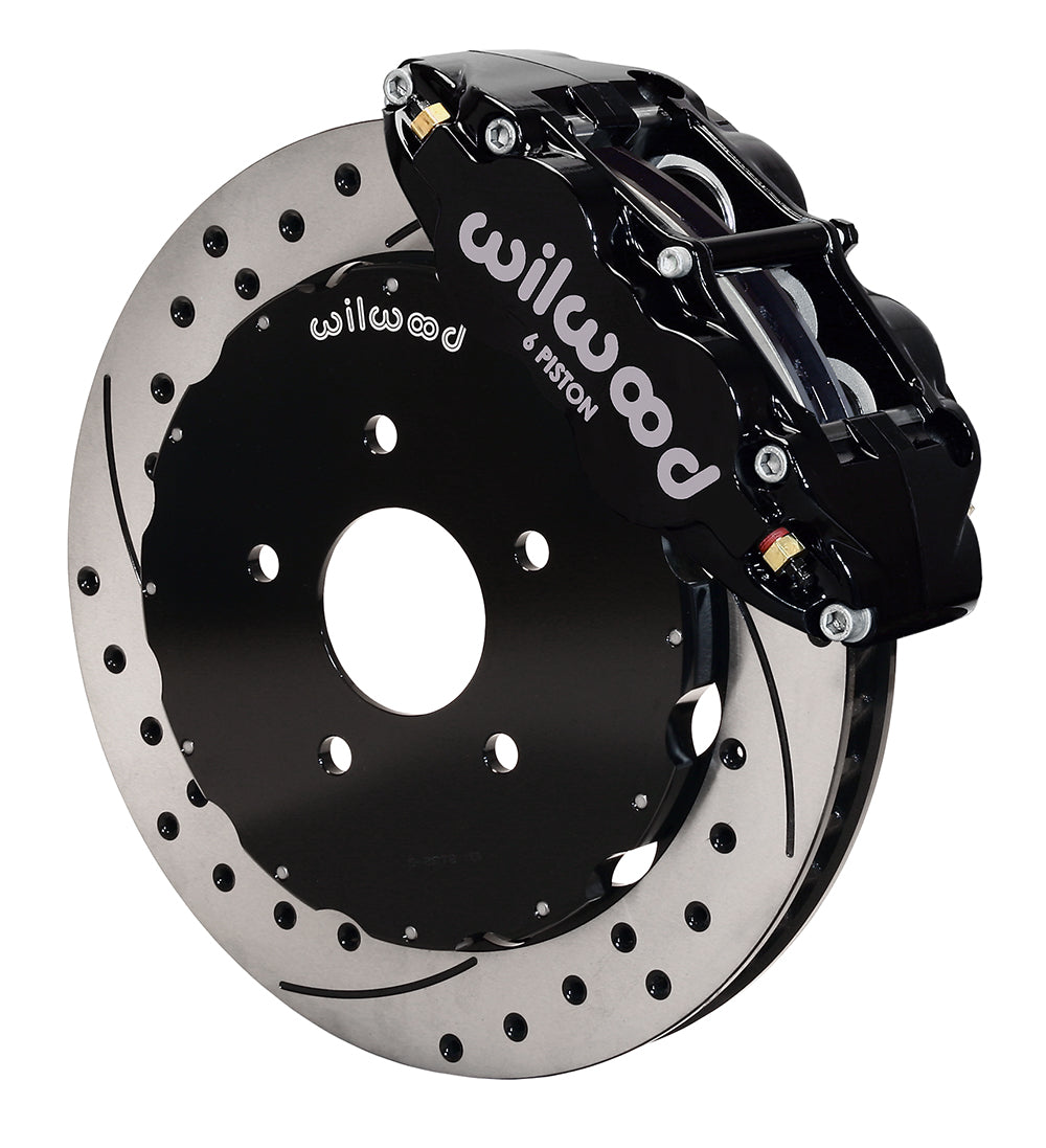 Wilwood FNSL6R 14in Front Kit Drilled / Slotted Black - 2003-2006 Mitsubishi Evo 8/9