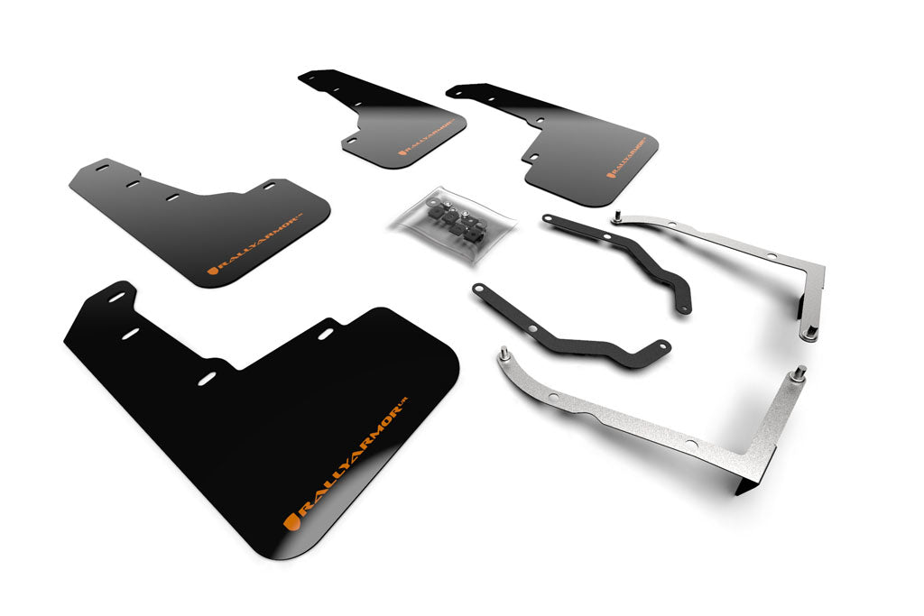 Rally Armor UR Mudflaps Lift / AT Black Urethane Orange Logo - 2018-2021 Subaru Crosstrek