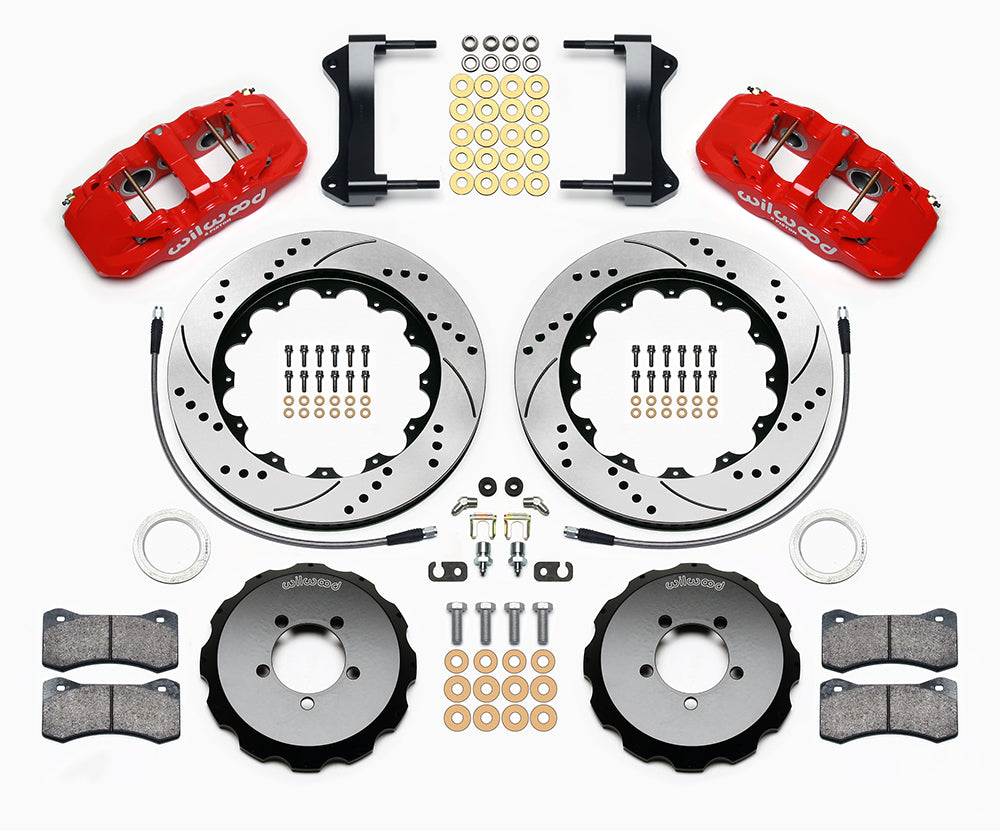 WIL140-12876-DR Wilwood AERO6 Front Kit 14in Drilled/Slotted Red - 2002-2014 Subaru WRX / 2004+ Subaru STI,