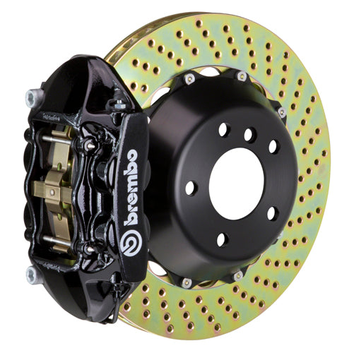 Brembo GT System 4 Piston Front Brake Kit Black Drilled Rotors - Volkswagen Models (inc. 2015+ GTI)